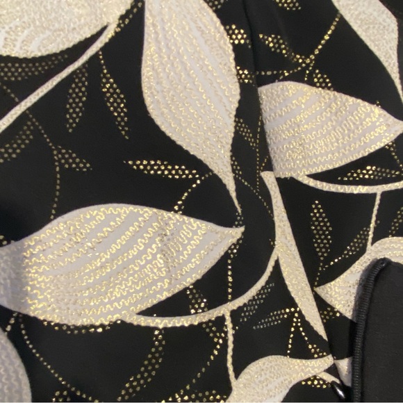 JOSEPH RIBKOFF Black White Floral Metallic Gold Dress Cowl Neck Cocktail Size 8 - Picture 8 of 9